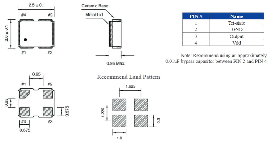Mechanical Drawing - Abracon ASDAIG HCMOS SMD Crystal Oscillators Mechanical Drawing - Abracon ASDAIG HCMOS SMD Crystal Oscillators